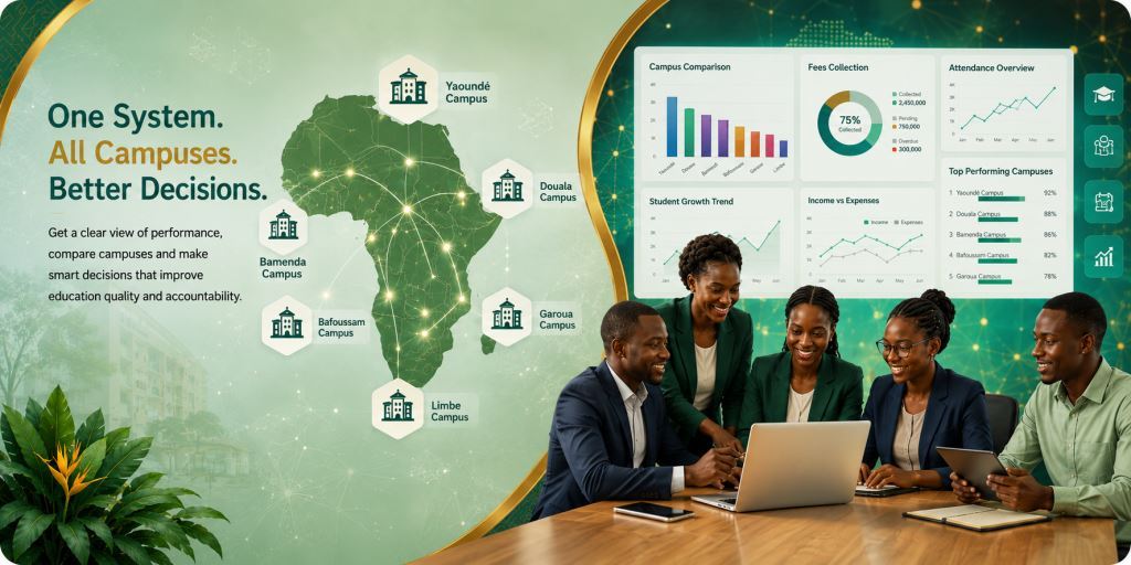 African staff using multi-campus school ERP Africa 