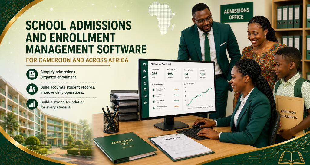 African staff using school admissions management software Cameroon with Prosoft Africa support.
