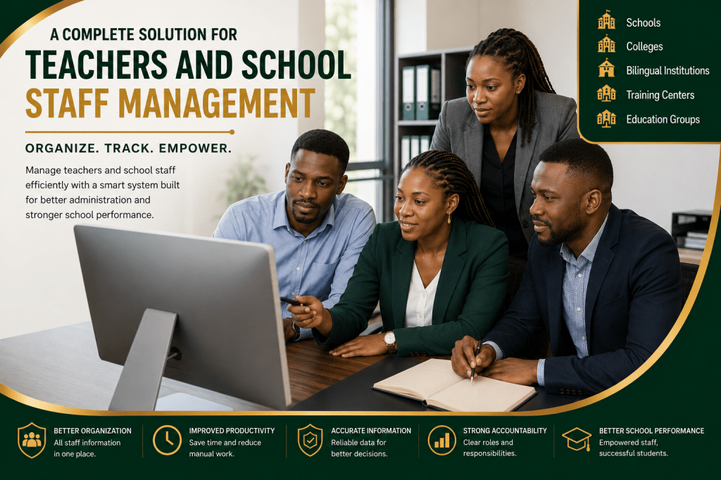 African staff using school staff management software Cameroon with Prosoft Africa support.