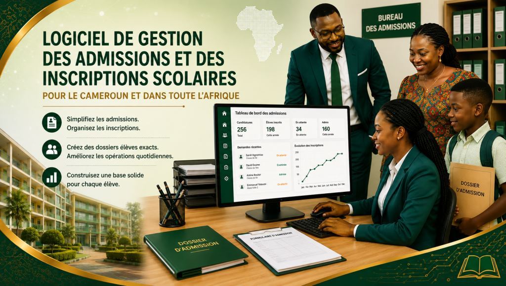 Personnel africain utilisant logiciel de gestion des inscriptions scolaires Cameroun avec l’assistance de Prosoft Africa.