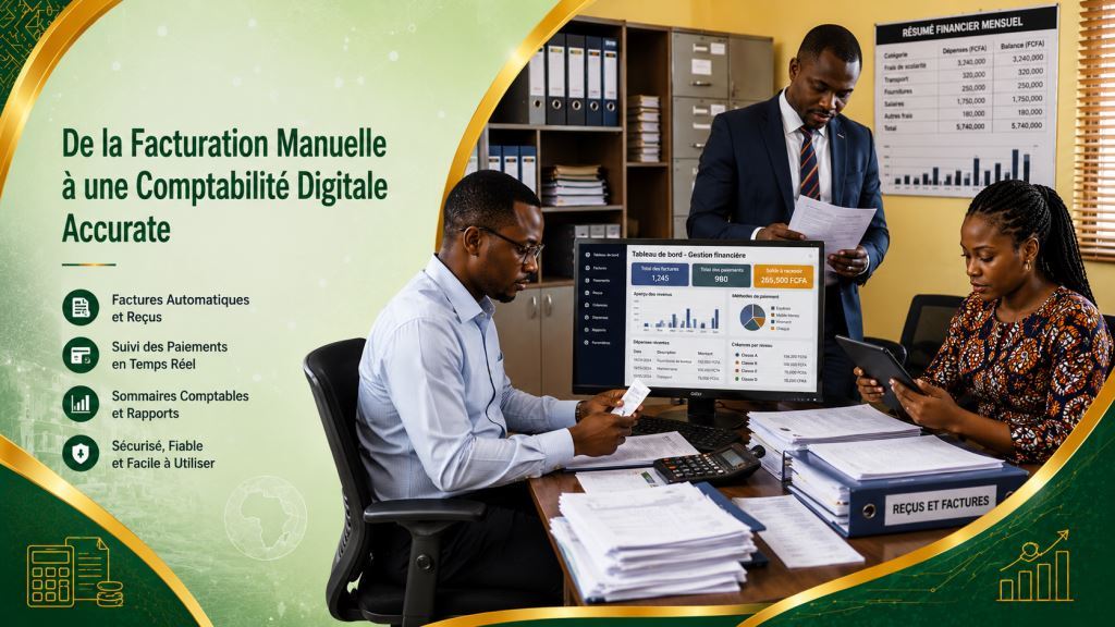 Personnel-africain-utilisant-un-logiciel-de-facturation-scolaire-au-Cameroun-accompagné-par-Prosoft-Africa.