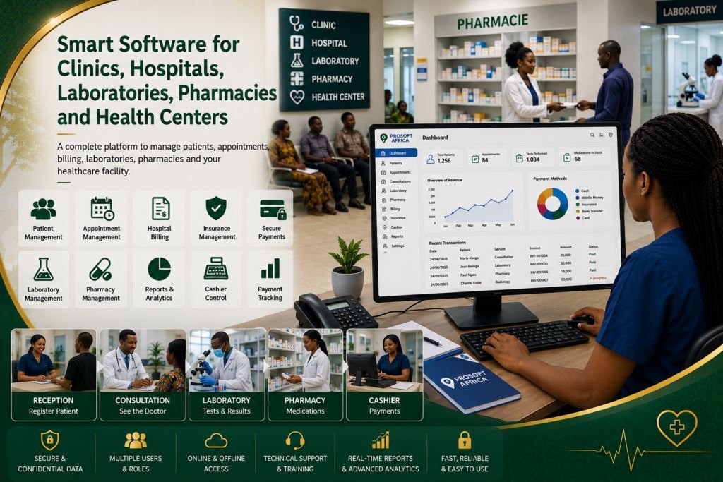 hospital pharmacy and laboratory software with Prosoft Africa support.