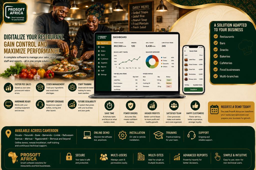 how to choose restaurant software Cameroon with Prosoft Africa support.2