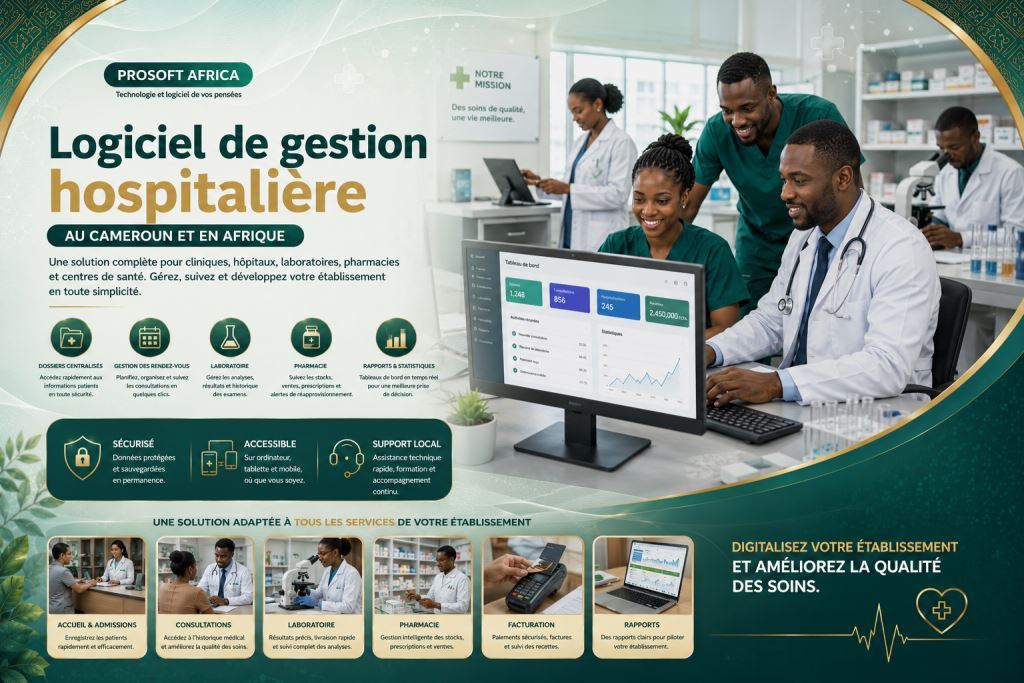 logiciel de gestion hospitalière au Cameroun avec l’assistance de Prosoft Africa.2