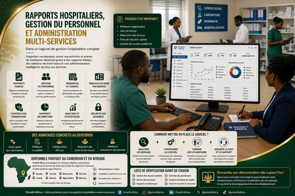 logiciel de rapports hospitaliers et gestion du personnel avec l’assistance de Prosoft Africa2