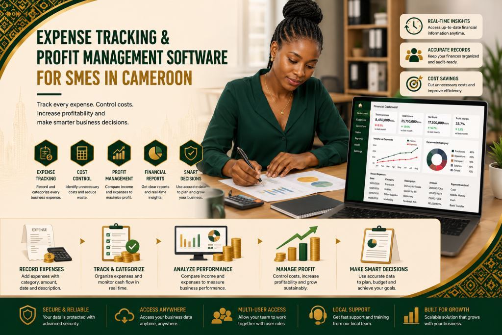 African staff using expense tracking software for SMEs Cameroon 