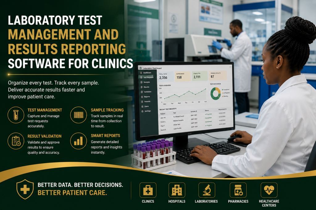 African staff using laboratory test management software clinics 