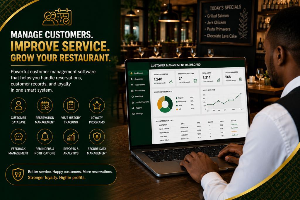 African staff using restaurant customer management software Africa