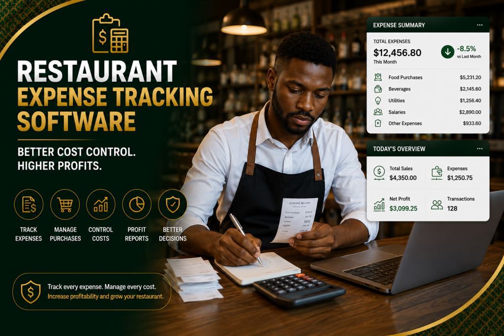 African staff using restaurant expense tracking software Cameroon