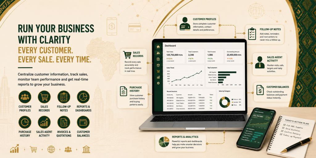African staff using sales tracking and customer management software Africa 