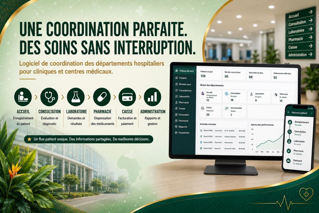 Logiciel de coordination des services hospitaliers pour cliniques et centres médicaux