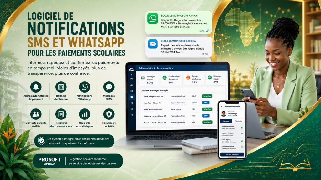 Logiciel de notifications SMS et WhatsApp pour les paiements scolaires