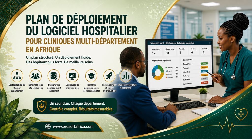 Plan de deploiement logiciel hospitalier pour cliniques multi-services en Afrique