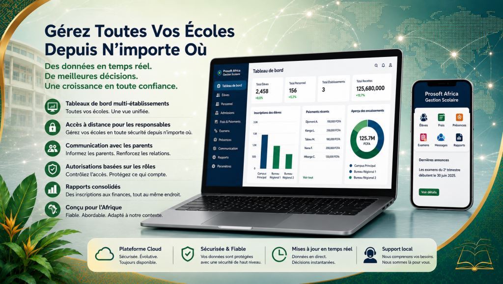 Solution cloud de gestion scolaire pour ecoles avec plusieurs bureaux 2