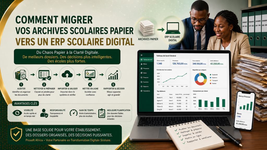 migration ERP scolaire digital Cameroun avec le logiciel Prosoft Africa au Cameroun et en Afrique