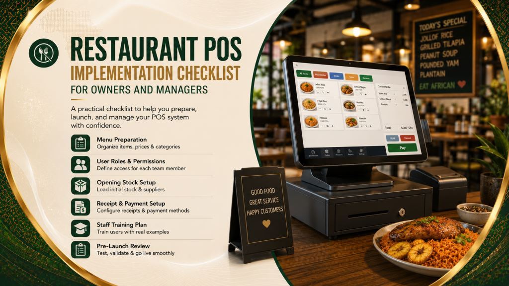 restaurant POS implementation checklist with Prosoft Africa software in Cameroon and Africa