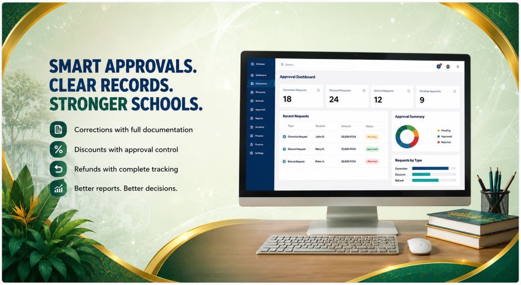 school manager approving a fee correction request in ERP software for school fee approval workflow2