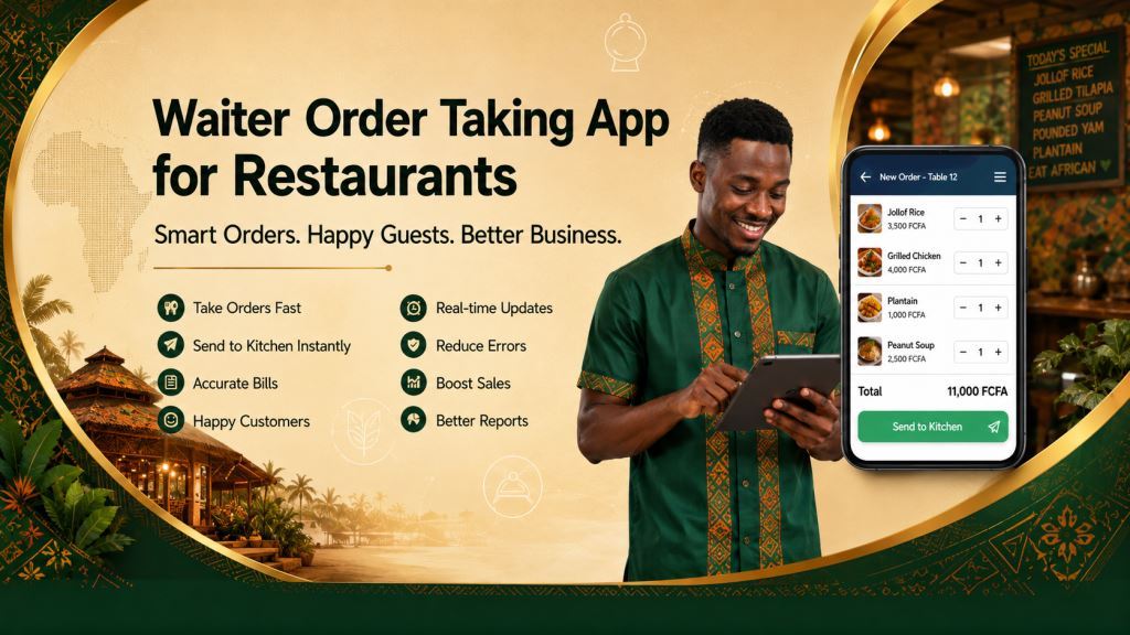 waiter order taking app restaurant Africa with Prosoft Africa software in Cameroon and Africa