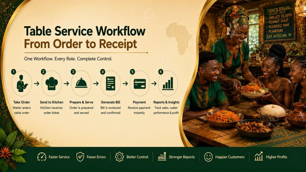 waiter order taking app restaurant Africa with Prosoft Africa software in Cameroon and Africa2